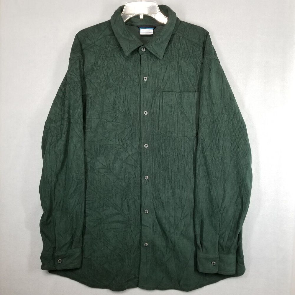Columbia Men's 2XL Shirt Corduroy Casual Green Pocket Polyester Workwear Warm - Picture 1 of 10